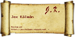 Jex Kálmán névjegykártya